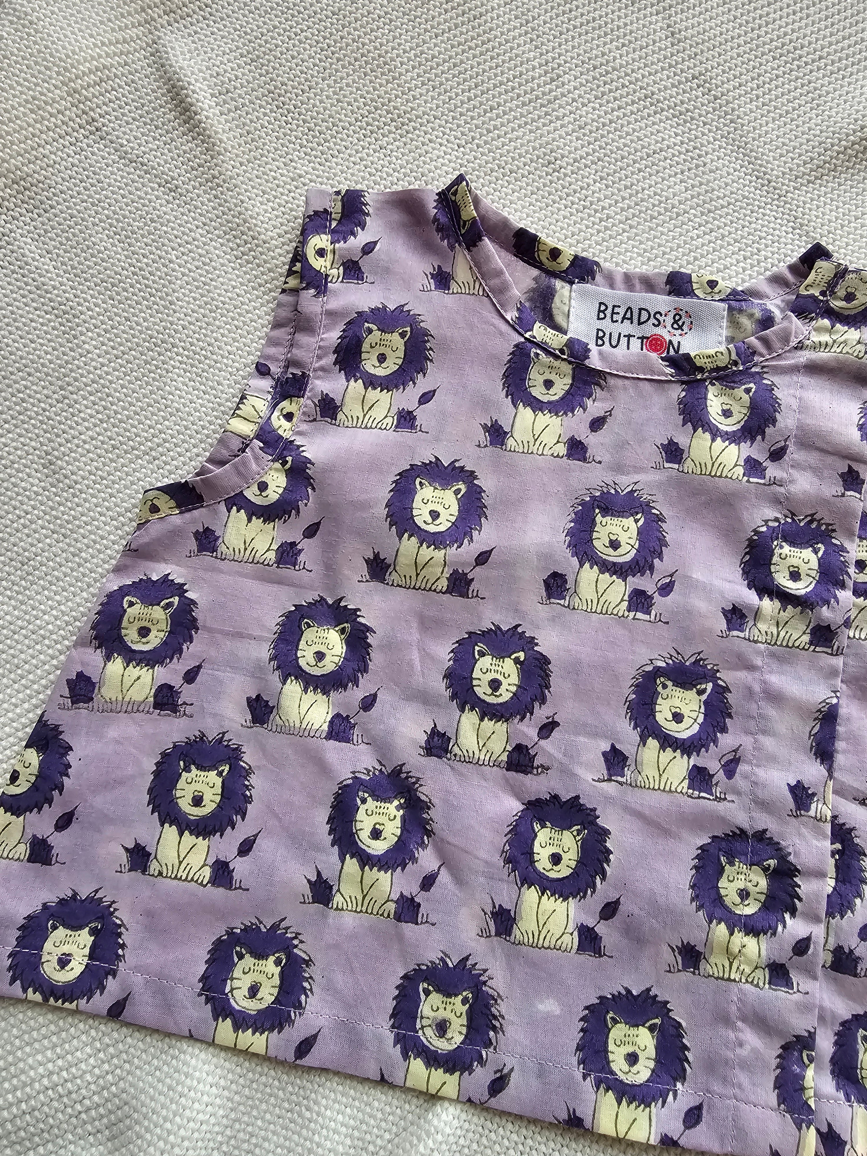 Purple Sher Bachha Jhabla Set