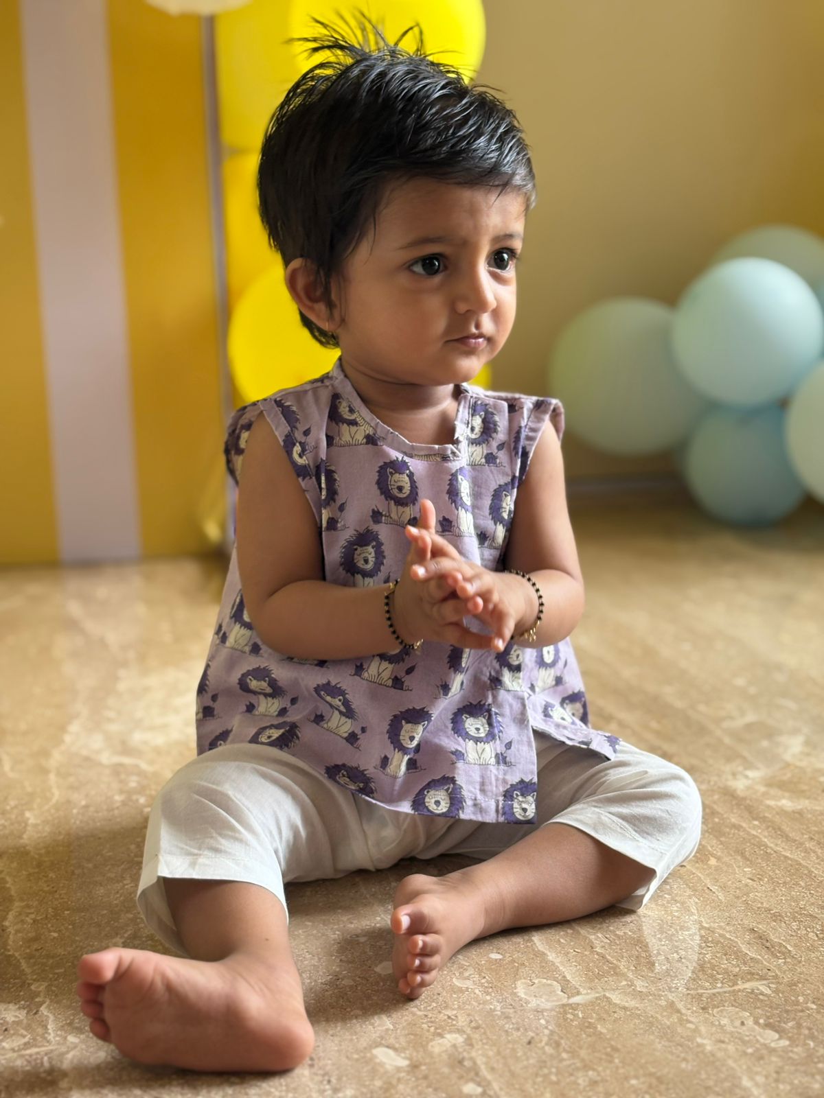 Purple Sher Bachha Jhabla Set